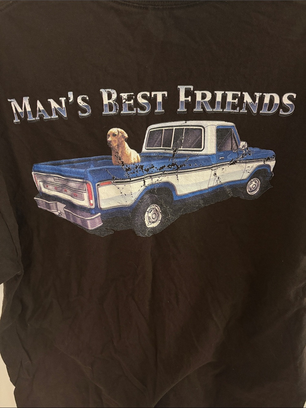 Retro Mens XL Ford Truck Brown Tee with Dog - Picture 3 of 4